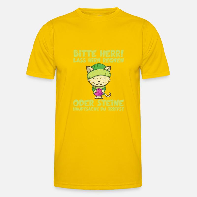 Herr Lass Hirn Regnen Oder Steine Lustige Sprüche - Männer Funktions-T-Shirt - Eigelb
