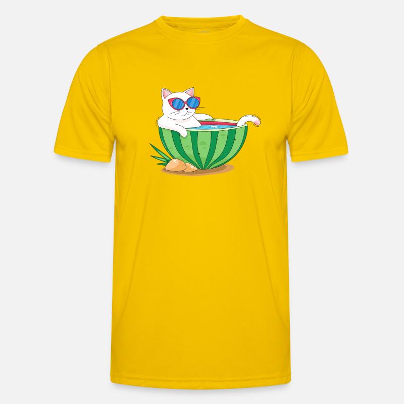 Chat et pastèque T-shirt sport Homme