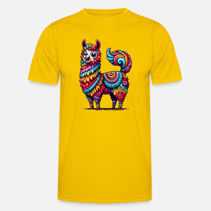 ALPACA PINATA CONFETTI VARIEGATED RAINBOW PATTERN Men's Functional T-Shirt