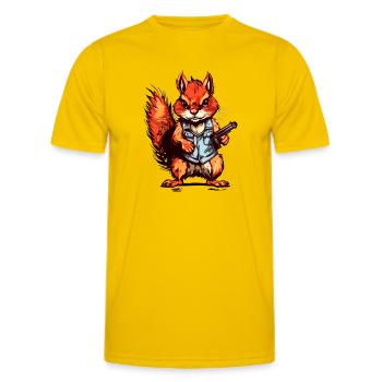 Eichhörnchen als bewaffneter Söldner - Männer Funktions-T-Shirt - Eigelb - Vorne - AI Model Male 178 dark (178cm)
