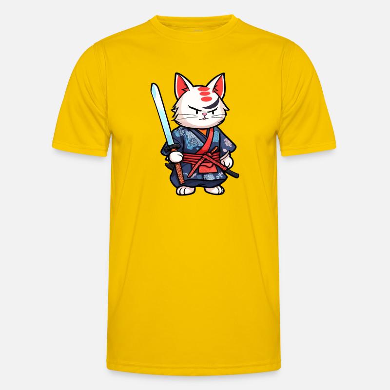 Samurai-Katze #25 Männer Funktions-T-Shirt