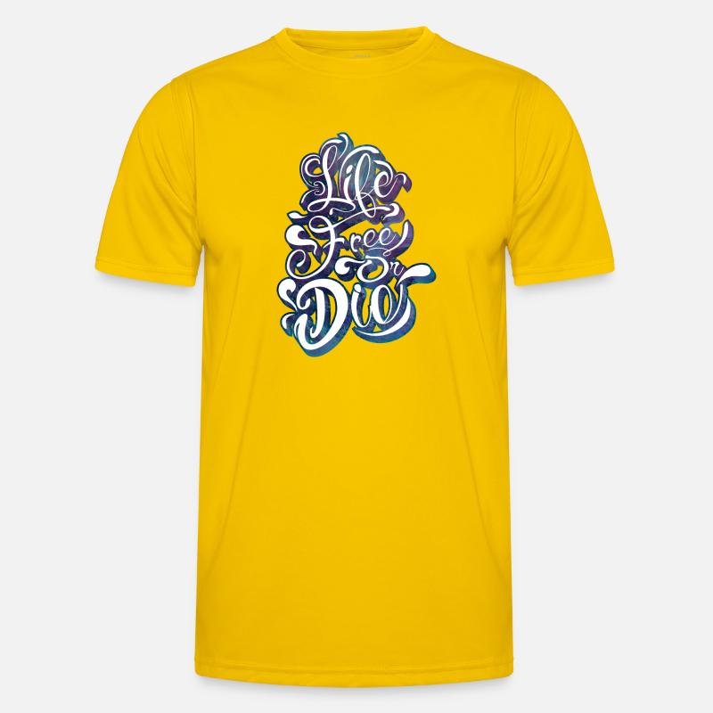 frei leben oder sterben - Männer Funktions-T-Shirt - Eigelb