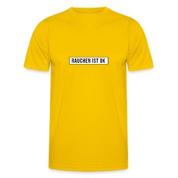 Rauchen ist ok - Männer Funktions-T-Shirt - Eigelb - Vorne - AI Model Male 178 dark (178cm)