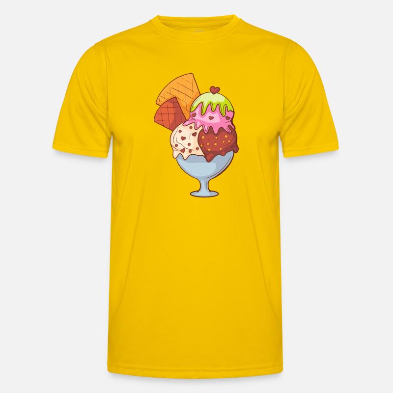 Eis Speiseeis Eiskrem Eiscreme Kugeleis Eisbecher Männer Funktions-T-Shirt