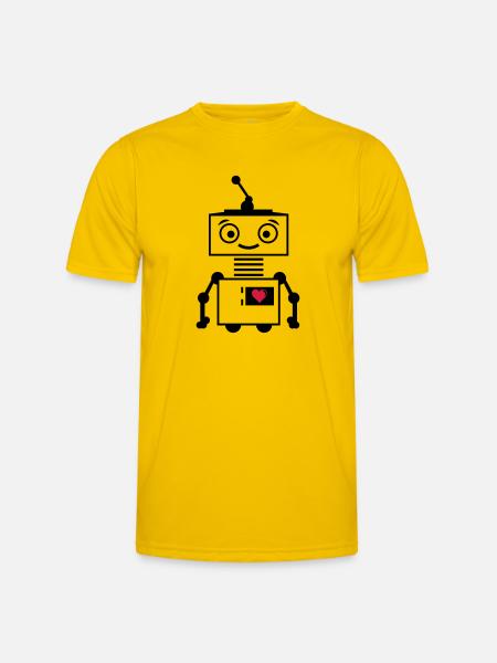roboter_herz_2 - Männer Funktions-T-Shirt - Eigelb