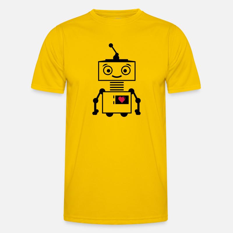 roboter_herz_2 - Men's Functional T-Shirt - egg yellow