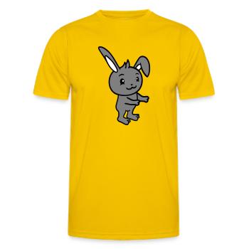 Hase Umarmung Häschen Nagetier Kleintier niedlich - Männer Funktions-T-Shirt - Eigelb - Vorne - AI Model Male 178 dark (178cm)