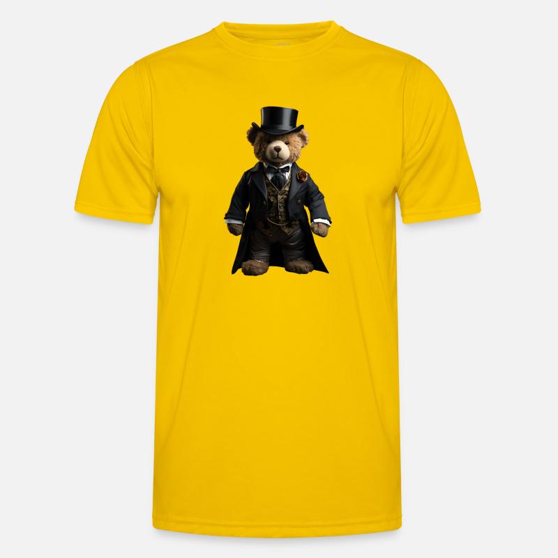 Plush bear in black tailcoat - Men's Functional T-Shirt - egg yellow