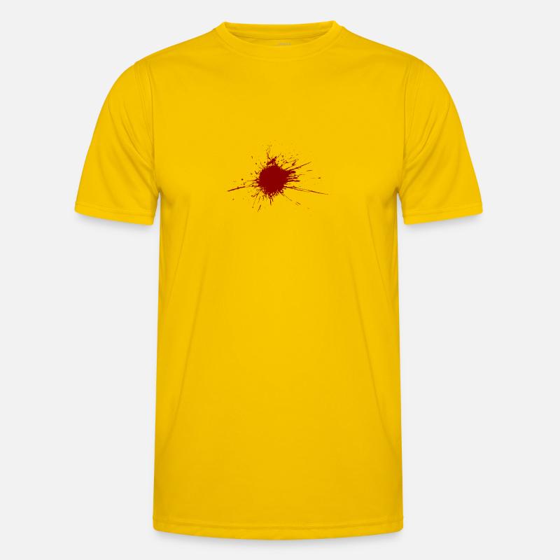 Blutspritzer aus einer Kugel Wunde Männer Funktions-T-Shirt