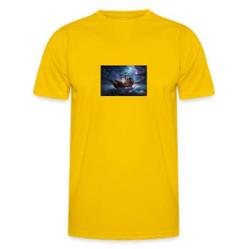 Traumhaftes Wolkenschiff - Männer Funktions-T-Shirt - Eigelb - Vorne - AI Model Male 178 dark (178cm)
