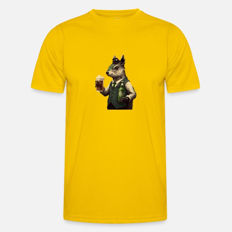 schickes Eichhörnchen Gentleman mit Bier - Männer Funktions-T-Shirt - Eigelb