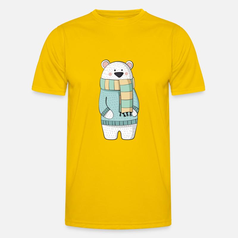Eisbär mit Schal und Pullover - Männer Funktions-T-Shirt - Eigelb