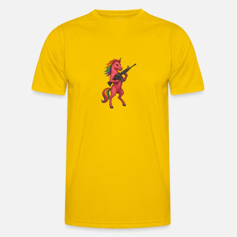 Bewaffnetes Einhorn Männer Funktions-T-Shirt