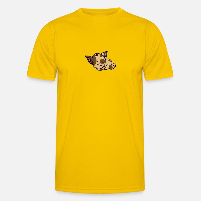Schlafende Katze Comic Figur - Geschenkidee - Männer Funktions-T-Shirt - Eigelb