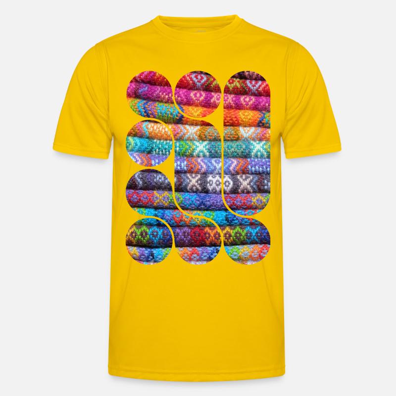 Helles gestricktes Patchwork - Männer Funktions-T-Shirt - Eigelb