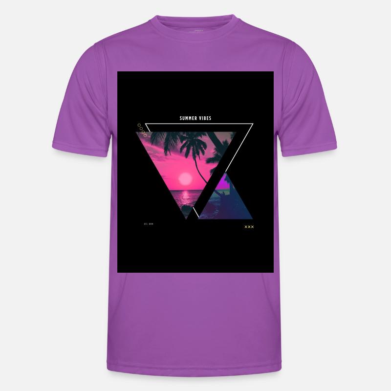 Coucher de soleil tropical Triangle Design T-shirt sport Homme
