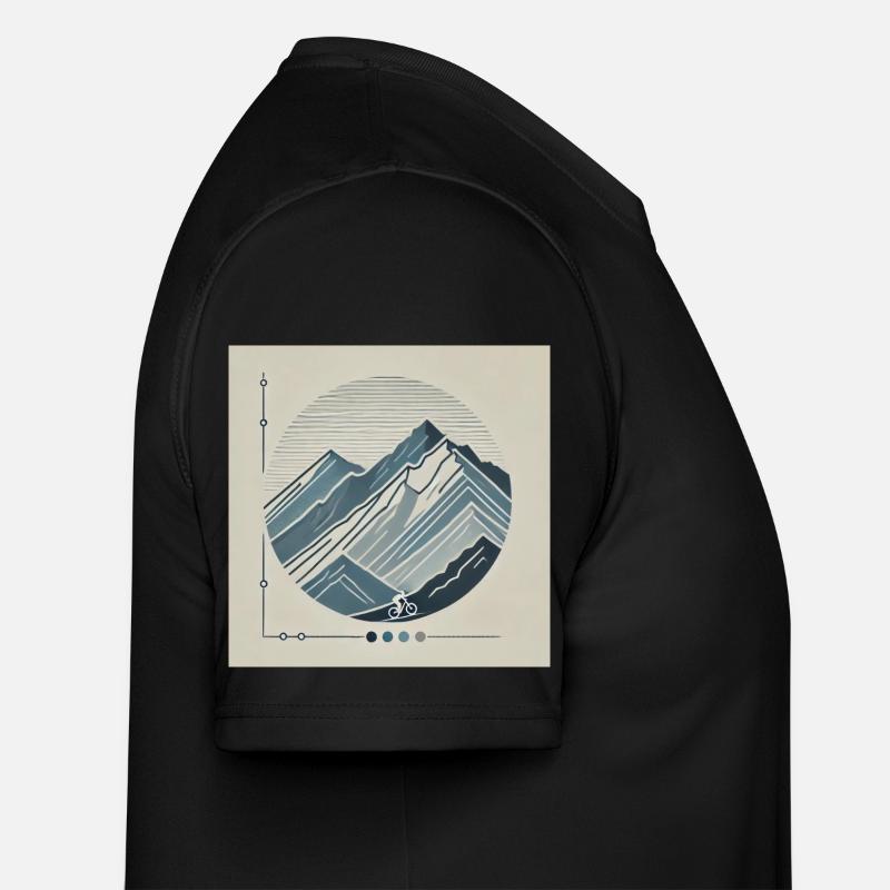Bergpanorama mit Radfahrer - Männer Funktions-T-Shirt - Schwarz