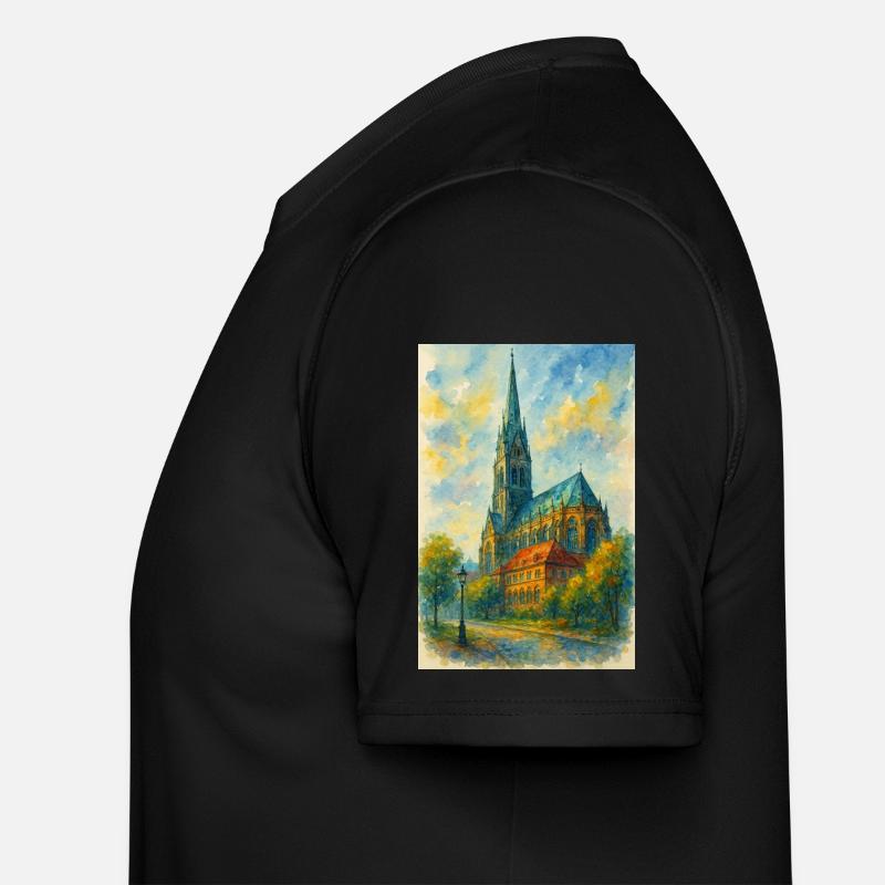Gothische Kirche im impressionistischen Stil Männer Funktions-T-Shirt
