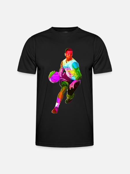 Bunter Basketballer - Männer Funktions-T-Shirt - Schwarz