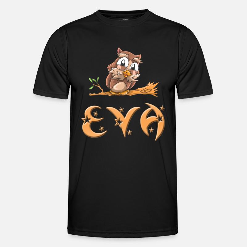 Eule Eva - Männer Funktions-T-Shirt - Schwarz