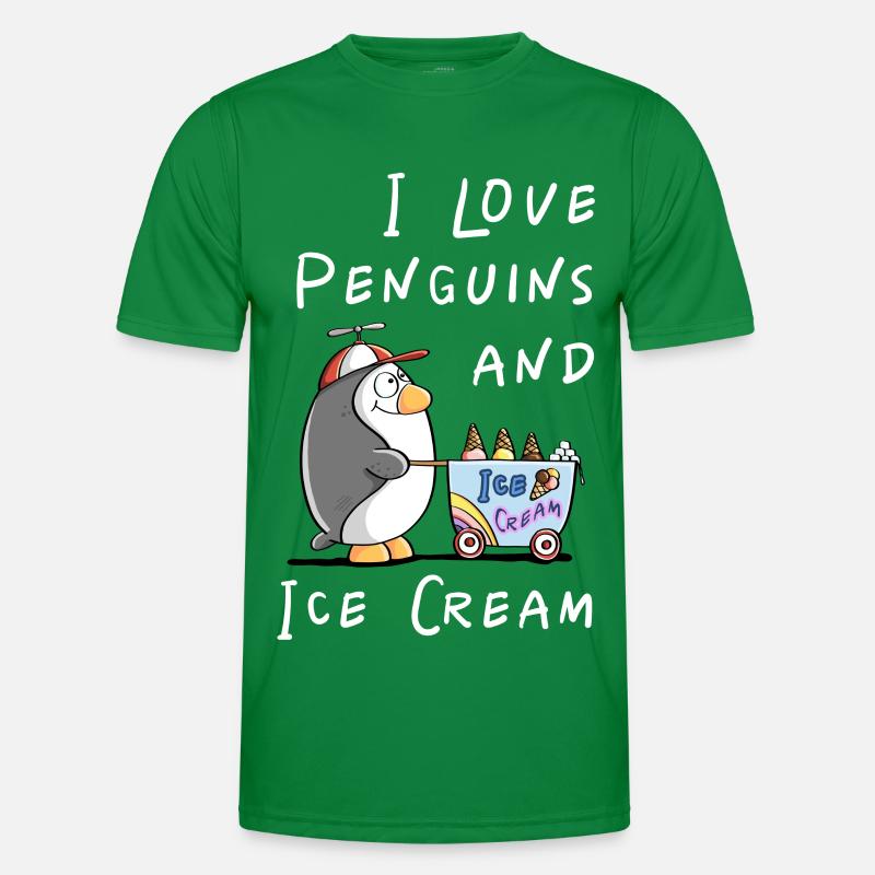 I Love Penguins and Eiscreme - Pinguin Eis Comic Männer Funktions-T-Shirt