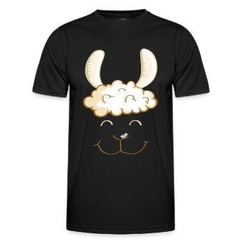 Funny Lama Face - Tête - Llamas - Cadeau - T-shirt sport Homme - noir - Devant - AI Model Male 178 dark (178cm)