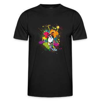 Klekskatze - Men's Functional T-Shirt - black - Front - AI Model Male 178 dark (178cm)