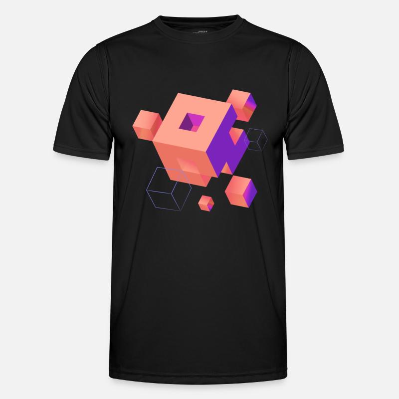 Cube Escher Space Nerd 3D AI Geek Cool PC Techie Men's Functional T-Shirt