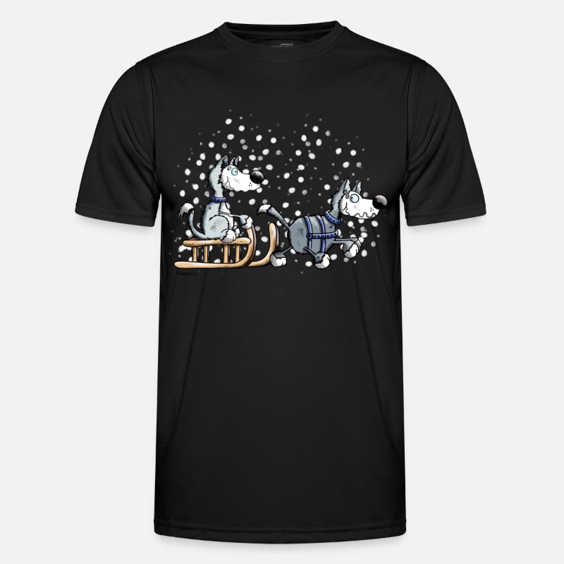 Huskies in the snow - Men's Functional T-Shirt - black