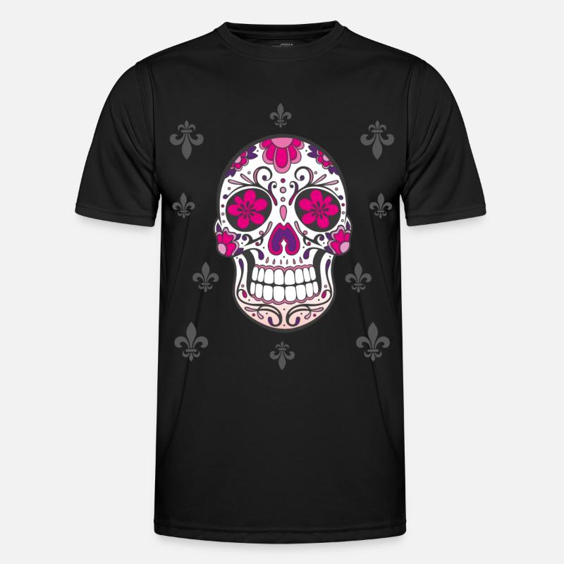 Sugar Skull Fleur De Lis Männer Funktions-T-Shirt