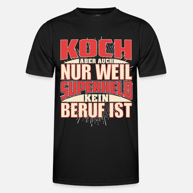 Koch Superheld - Männer Funktions-T-Shirt - Schwarz