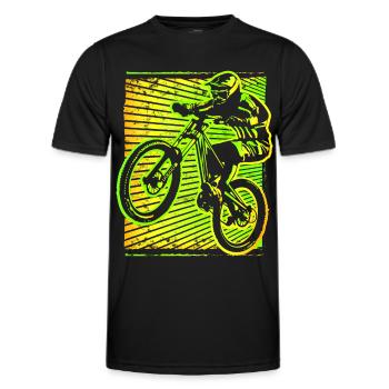 Mountainbiker ► Mountainbike ► MTB Biker Fahrrad - Männer Funktions-T-Shirt - Schwarz - Vorne - AI Model Male 178 dark (178cm)