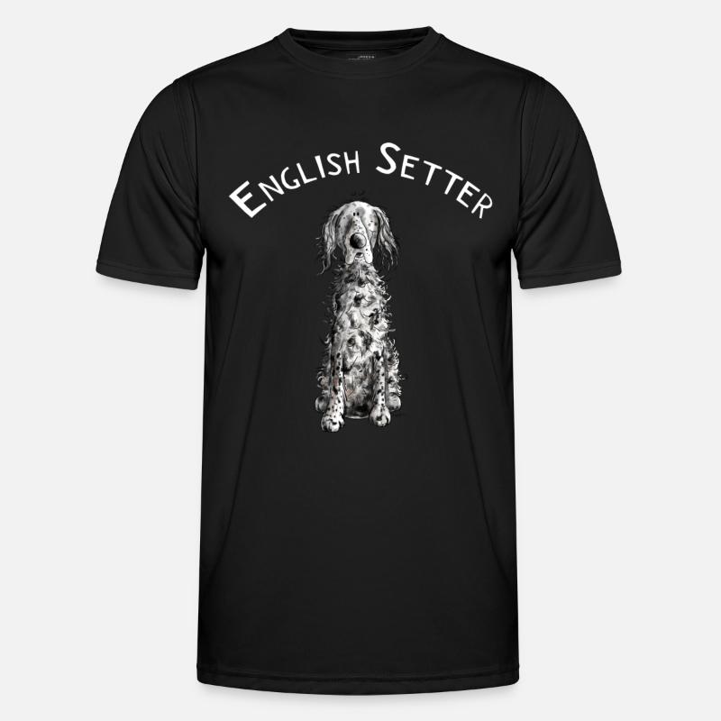 Drolliger Englischer Setter I Hunde Comic Geschenk - Männer Funktions-T-Shirt - Schwarz