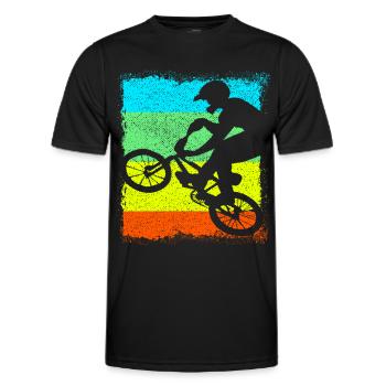 BMX / Bmx Bike Fahrrad - Männer Funktions-T-Shirt - Schwarz - Vorne - AI Model Male 178 dark (178cm)