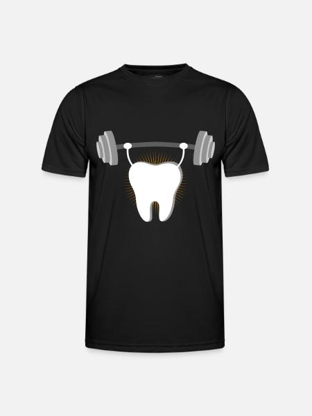 Tandkracht gewichthefmotief - Functioneel T-shirt voor mannen - zwart