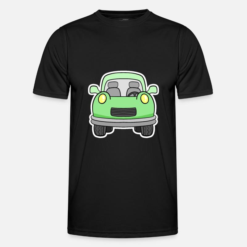 Cheerful green wagon front view - Men's Functional T-Shirt - black
