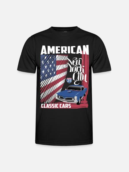 Amerikanske klassiske biler - Funktionsshirt til herrer - sort