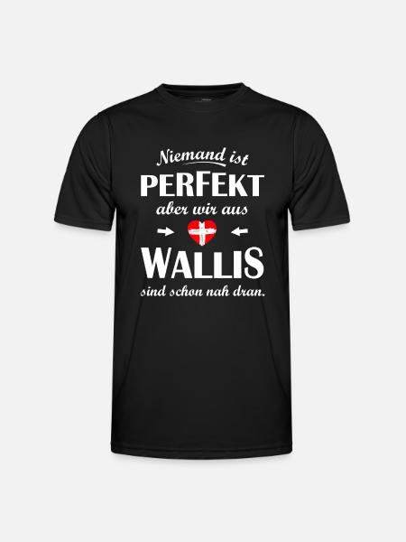Kanton Wallis Schweiz - Männer Funktions-T-Shirt - Schwarz