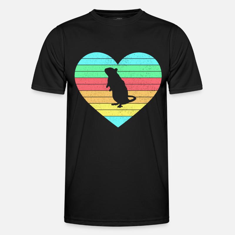 Mouse heart design with rainbow / gift - Men's Functional T-Shirt - black