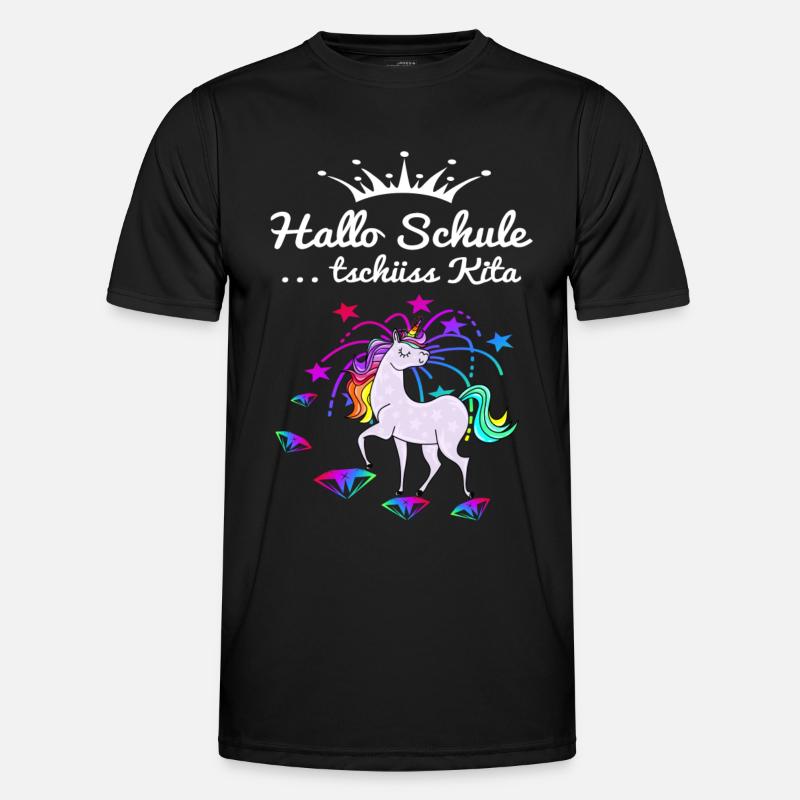 Einhorn Einschulung - Männer Funktions-T-Shirt - Schwarz