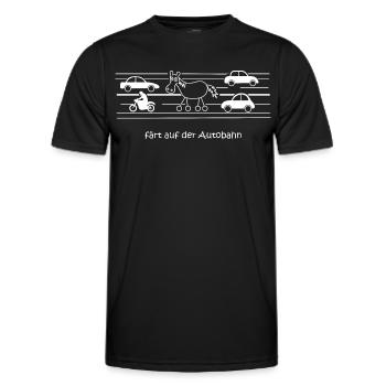 färt auf Autobahn, Verkehr, Straße, Auto, Räder - Männer Funktions-T-Shirt - Schwarz - Vorne - AI Model Male 178 dark (178cm)
