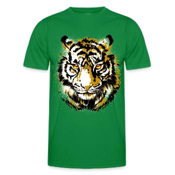 Realistische Tiger Zeichnung | Tiger Illustration - Männer Funktions-T-Shirt - Kelly Green - Vorne - AI Model Male 178 dark (178cm)