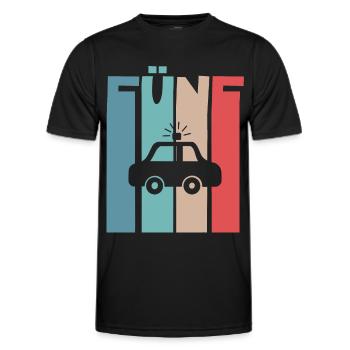 Polizeiauto 5 Jahre Kinder 5. Geburtstag Polizei - Männer Funktions-T-Shirt - Schwarz - Vorne - AI Model Male 178 dark (178cm)
