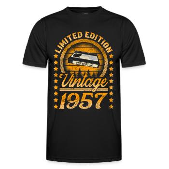 1957 Baujahr Jahrgang Geburtsjahr Geburtstag - Männer Funktions-T-Shirt - Schwarz - Vorne - AI Model Male 178 dark (178cm)