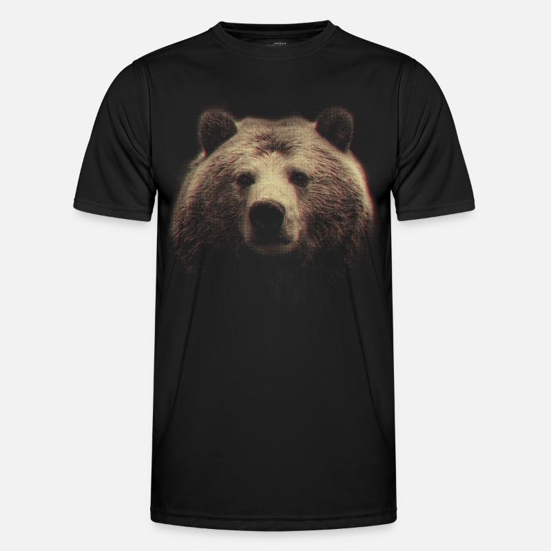 Red Halftone Bear Head - Men's Functional T-Shirt - black