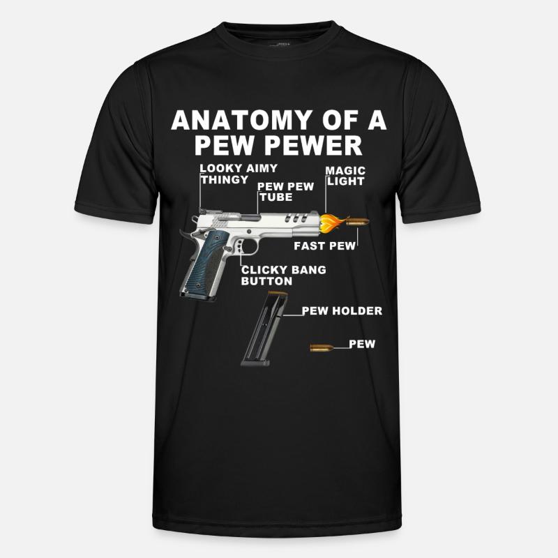 Anatomie eines Pew pewer - Männer Funktions-T-Shirt - Schwarz