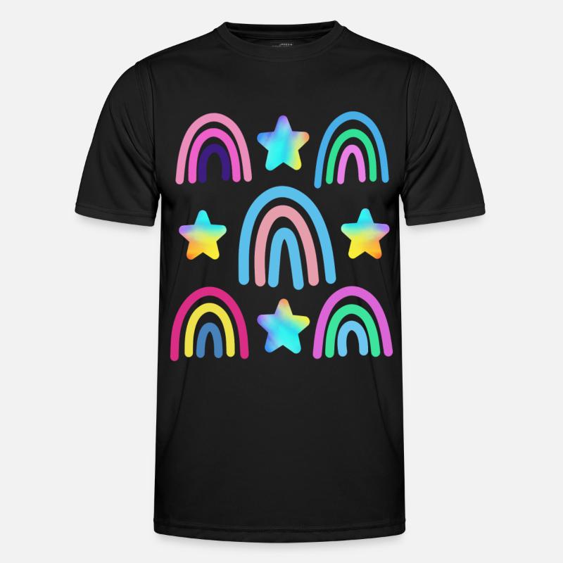 bunter Regenbogen und Sterne - Männer Funktions-T-Shirt - Schwarz
