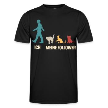 Katzen Katze Ich Und Meine Follower - Männer Funktions-T-Shirt - Schwarz - Vorne - AI Model Male 178 dark (178cm)
