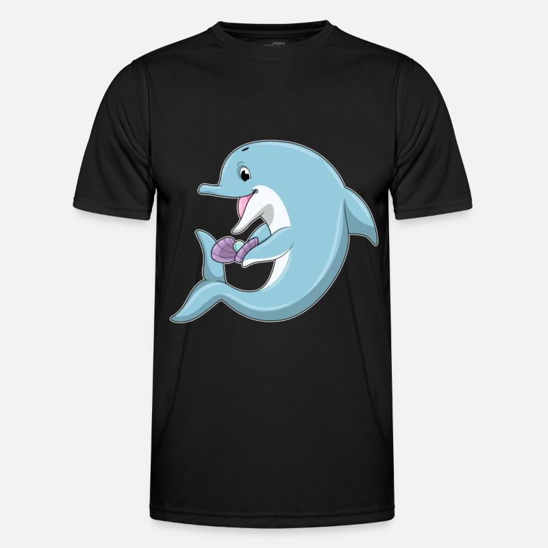 Delfin mit Perle - Männer Funktions-T-Shirt - Schwarz