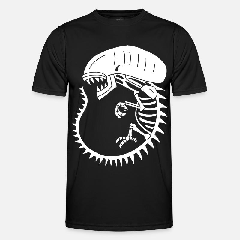 White alien monster skeleton - Men's Functional T-Shirt - black
